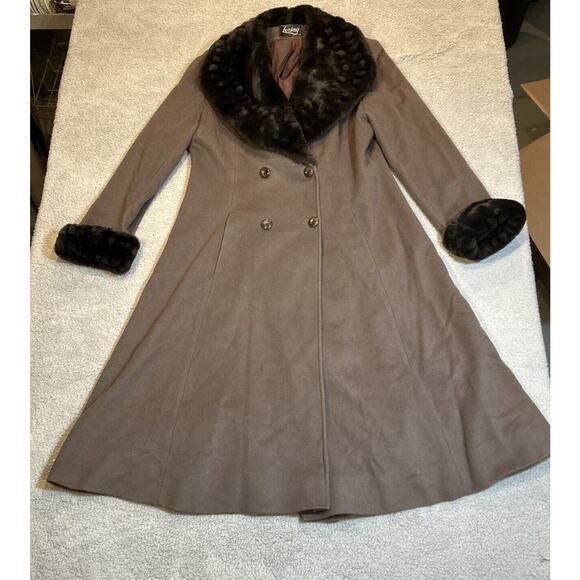 Vintage Loring Brown Fur Trimmed Coat -LARGE See photos for measurements - Picture 1 of 12